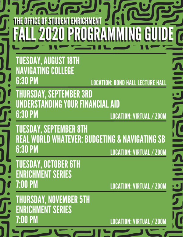Ose Fall 2020 Programming Schedule